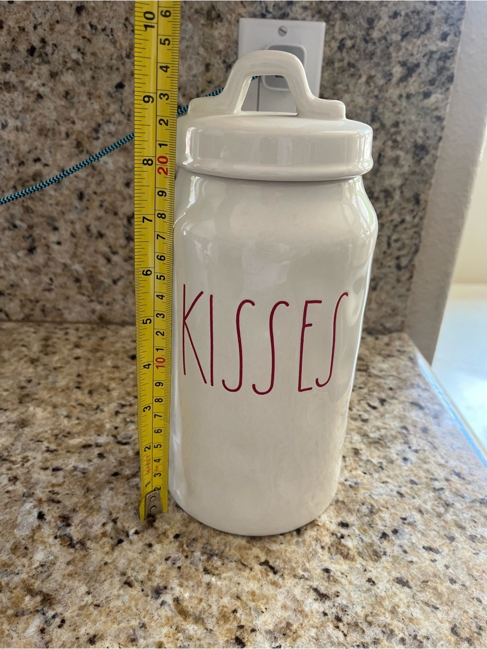 Rae Dunn Ceramic "KISSES" Canister with Red Lettering Valentines